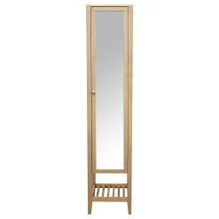 GoodHome Colonne de salle de bains à poser avec miroir placage chêne l.40,2 x H.185 x P.36,1 cm, Perma* Colonne De Salle De Bains
