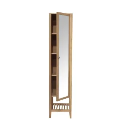 GoodHome Colonne de salle de bains à poser avec miroir placage chêne l.40,2 x H.185 x P.36,1 cm, Perma* Colonne De Salle De Bains