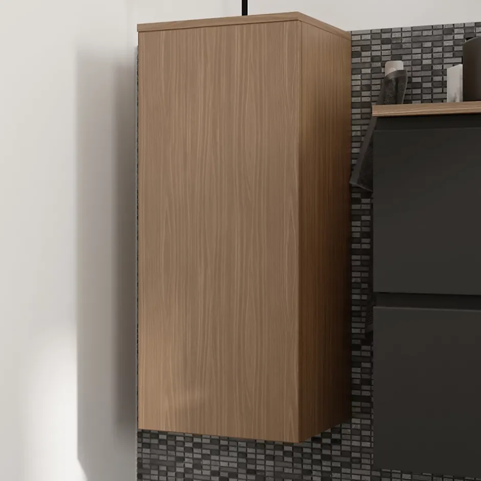 GoodHome Colonne de salle de bains l.35 x H.80 x P.30 cm effet noyer Kentia* Colonne De Salle De Bains
