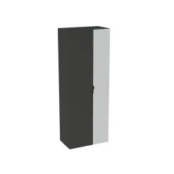 Colonne de salle de bains suspendue 2 portes noir mat et miroir l.60 cm x H.160 x P.35 cm, Pamili* Colonne De Salle De Bains