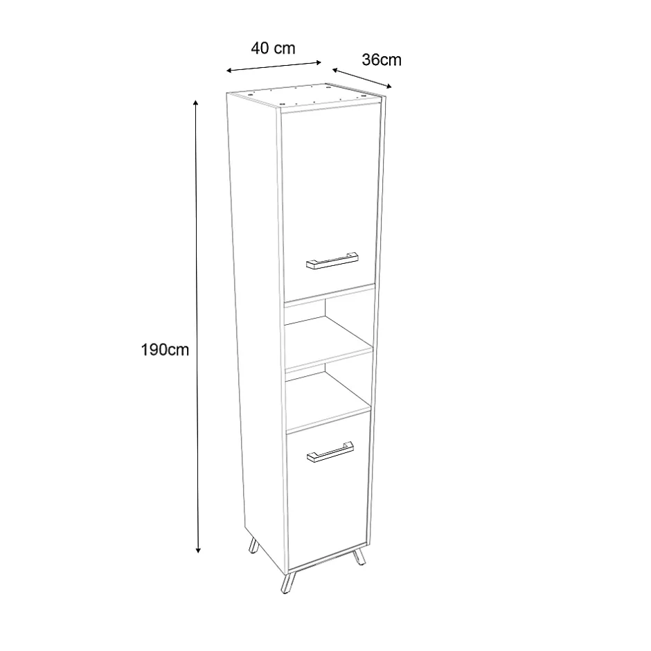 GoodHome Colonne de salle de bains Ladoga blanc L. 40 x H. 190 x P. 36 cm* Colonne De Salle De Bains|Meuble De Salle De Bains Faible Profondeur