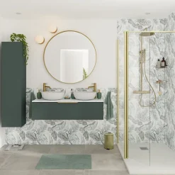 GoodHome Colonne de salle de bains l.35 x H.150 x P.30 cm vert forêt Kentia