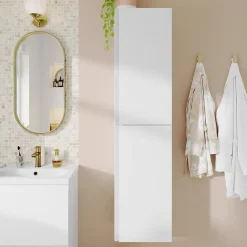 GoodHome Colonne de salle de bains blanc mat 2 portes l.40 x H.160 x P.36 cm Levanna