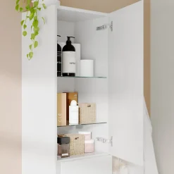 GoodHome Colonne de salle de bains blanc mat 2 portes l.40 x H.160 x P.36 cm Levanna