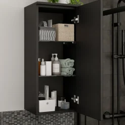 GoodHome Colonne de salle de bains l.35 x H.80 x P.30 cm noir mat Kentia