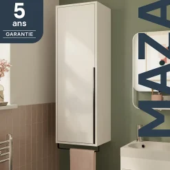 GoodHome Colonne de salle de bains suspendue avec porte-serviettes blanc mat l.36 x H.115 x P.30 cm, Maza