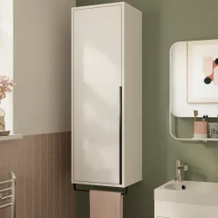 GoodHome Colonne de salle de bains suspendue avec porte-serviettes blanc mat l.36 x H.115 x P.30 cm, Maza
