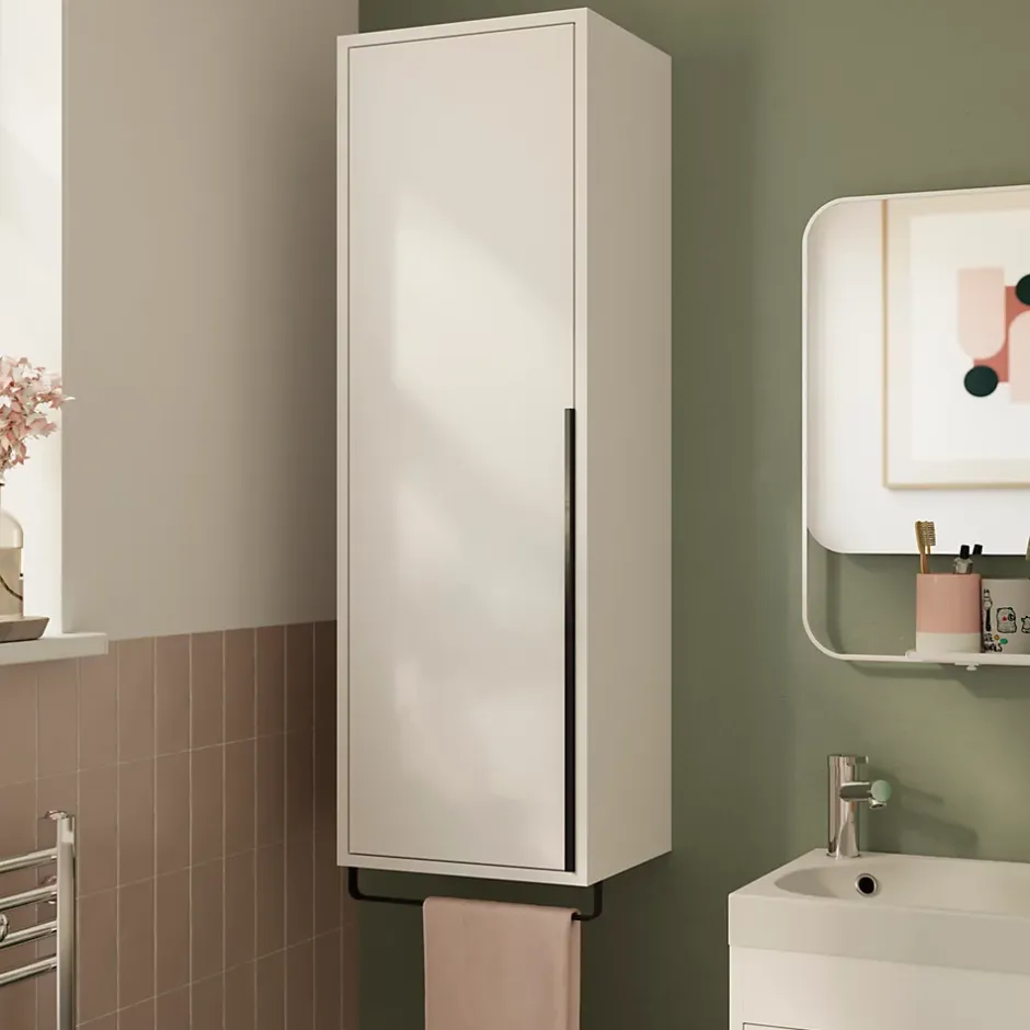 GoodHome Colonne de salle de bains suspendue avec porte-serviettes blanc mat l.36 x H.115 x P.30 cm, Maza