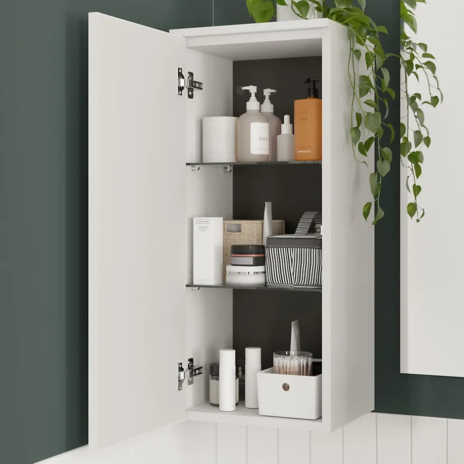 GoodHome Colonne de salle de bains l.35 x H.80 x P.30 cm blanc mat Kentia