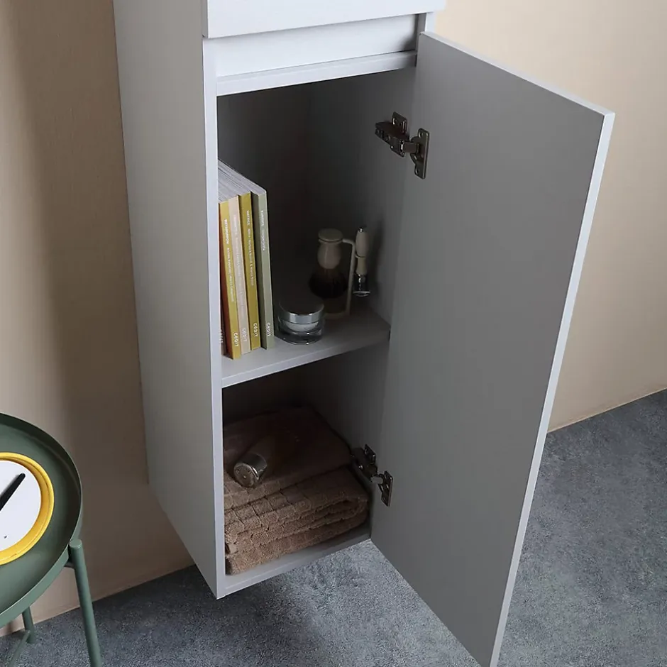 Kiamami Valentina Colonne De Salle De Bains Suspendue Avec 2 Portes En Bois Blanc Bois 30X170 Barcellona