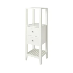 GoodHome Colonne de salle de bains à poser 2 tiroirs et 2 niches blanc mat L.40 x H.120 x P.36 cm, Perma