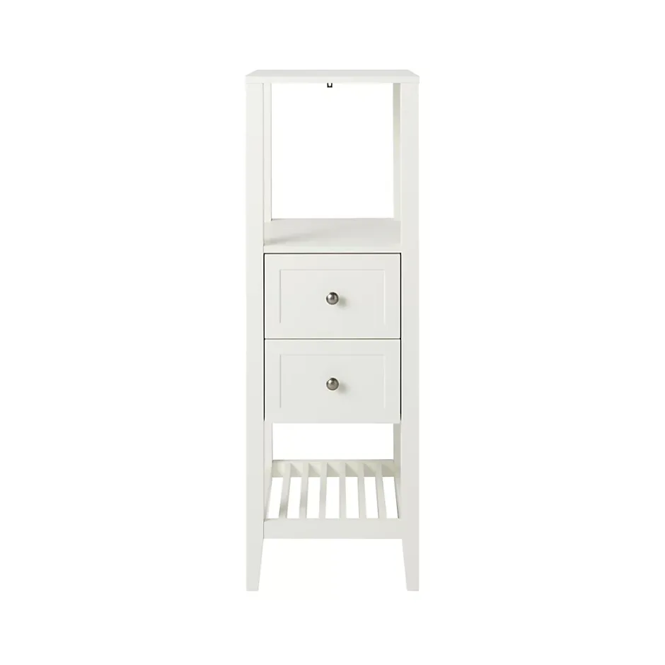 GoodHome Colonne de salle de bains à poser 2 tiroirs et 2 niches blanc mat L.40 x H.120 x P.36 cm, Perma