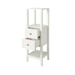 GoodHome Colonne de salle de bains à poser 2 tiroirs et 2 niches blanc mat L.40 x H.120 x P.36 cm, Perma
