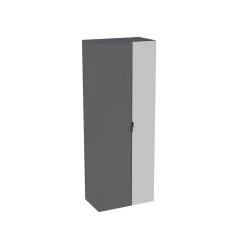 Colonne de salle de bains suspendue 2 portes gris anthracite brillant et miroir l.60 cm x H.160 x P.35 cm, Pamili* Colonne De Salle De Bains