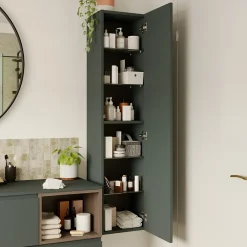 GoodHome Colonne de salle de bains l.35 x H.150 x P.30 cm noir mat Kentia