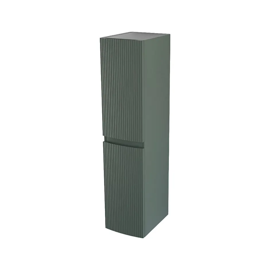 Colonne de salle de bains vert mat strié l.30 x H.130 x P.40 cm, Vague* Colonne De Salle De Bains