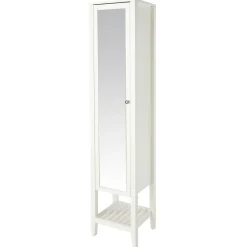 GoodHome Colonne de salle de bains à poser avec miroir blanc mat l.40,2 x H.185 x P.36,1 cm, Perma* Colonne De Salle De Bains