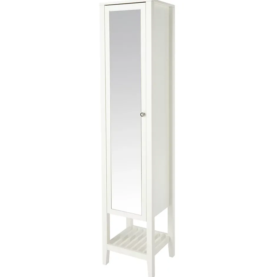 GoodHome Colonne de salle de bains à poser avec miroir blanc mat l.40,2 x H.185 x P.36,1 cm, Perma* Colonne De Salle De Bains
