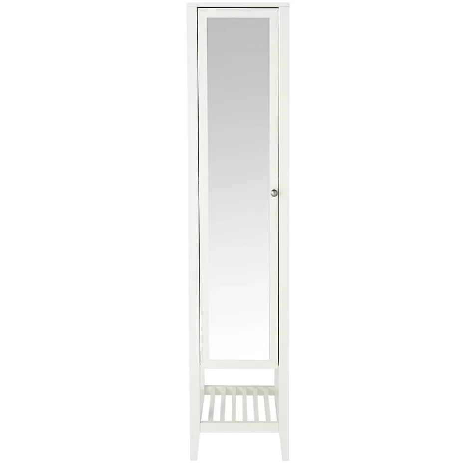 GoodHome Colonne de salle de bains à poser avec miroir blanc mat l.40,2 x H.185 x P.36,1 cm, Perma* Colonne De Salle De Bains