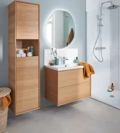 GoodHome Colonne de salle de bains Avela placage chêne L.40 x H.170 cm x P.36