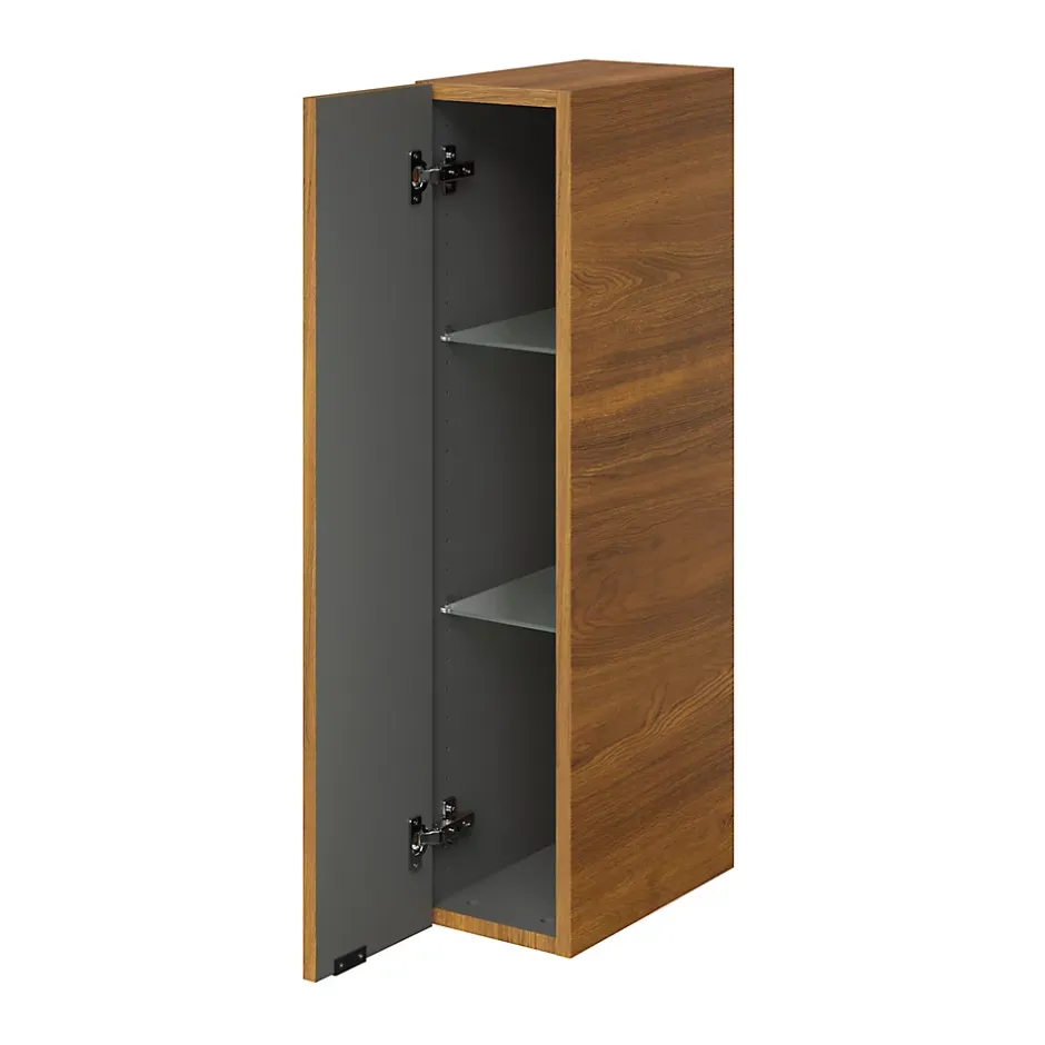 GoodHome Colonne de salle de bains suspendue faible largeur effet noyer l.20 x H.90 x P.36 cm, Imandra* Meuble Sous-Vasque