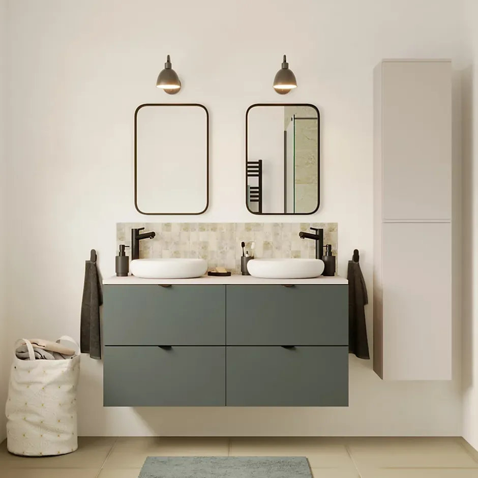 GoodHome Colonne de salle de bains l.35 x H.80 x P.30 cm beige cachemire Kentia