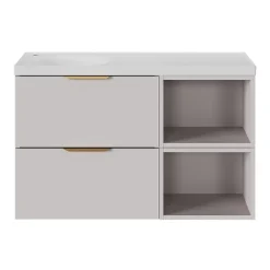 GoodHome Colonne de salle de bains l.35 x H.150 x P.30 cm beige cachemire Kentia