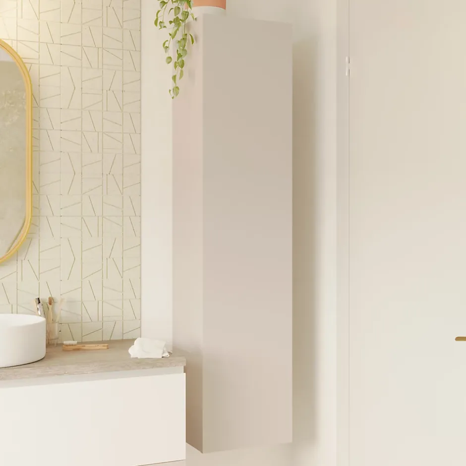 GoodHome Colonne de salle de bains l.35 x H.150 x P.30 cm beige cachemire Kentia