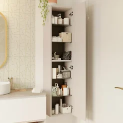 GoodHome Colonne de salle de bains l.35 x H.150 x P.30 cm beige cachemire Kentia
