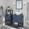 GoodHome Colonne de salle de bains à poser 2 tiroirs et 2 niches bleu mat L.40 x H.120 x P.36 cm, Perma