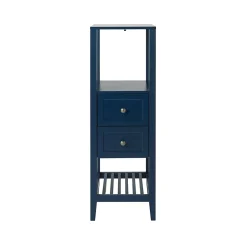 GoodHome Colonne de salle de bains à poser 2 tiroirs et 2 niches bleu mat L.40 x H.120 x P.36 cm, Perma