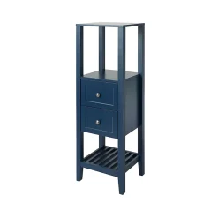 GoodHome Colonne de salle de bains à poser 2 tiroirs et 2 niches bleu mat L.40 x H.120 x P.36 cm, Perma