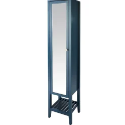 GoodHome Colonne de salle de bains à poser avec miroir bleu mat l.40,2 x H.185 x P.36,1 cm, Perma