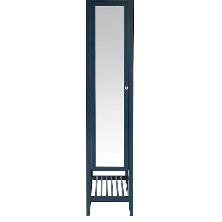 GoodHome Colonne de salle de bains à poser avec miroir bleu mat l.40,2 x H.185 x P.36,1 cm, Perma
