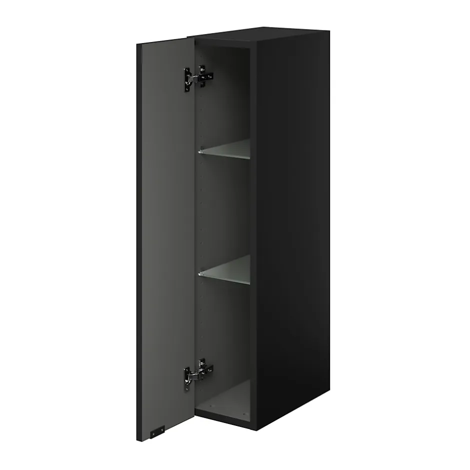 GoodHome Colonne de salle de bains suspendue faible largeur noir mat l.20 x H.90 x P.36 cm, Imandra* Colonne De Salle De Bains|Meuble De Salle De Bains Faible Profondeur
