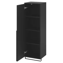 GoodHome Colonne de salle de bains suspendue avec porte-serviettes noir mat l.36 x H.115 x P.30 cm, Maza