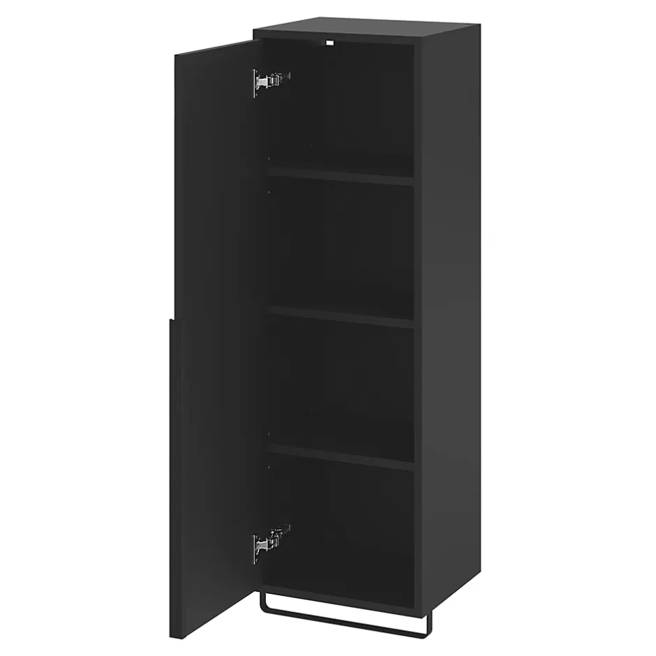 GoodHome Colonne de salle de bains suspendue avec porte-serviettes noir mat l.36 x H.115 x P.30 cm, Maza