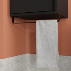 GoodHome Colonne de salle de bains suspendue avec porte-serviettes noir mat l.36 x H.115 x P.30 cm, Maza