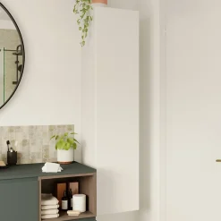 GoodHome Colonne de salle de bains l.35 x H.150 x P.30 cm blanc mat Kentia