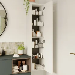 GoodHome Colonne de salle de bains l.35 x H.150 x P.30 cm blanc mat Kentia