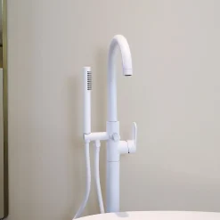 Essebagno Colonne de sol mécanique blanc mat pour baignoire ilot Charme II* Robinet De Baignoire