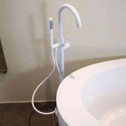 Essebagno Colonne de sol mécanique blanc mat pour baignoire ilot Charme II* Robinet De Baignoire