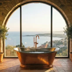 Essebagno Colonne de sol mécanique cuivre brossé pour baignoire ilot Charme II