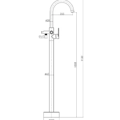 Essebagno Colonne de sol mécanique chromée pour baignoire ilot Charme
