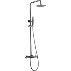Imex Products Colonne douche noire gun metal en acier et laiton avec mitigeur monocommande et douchette extensible