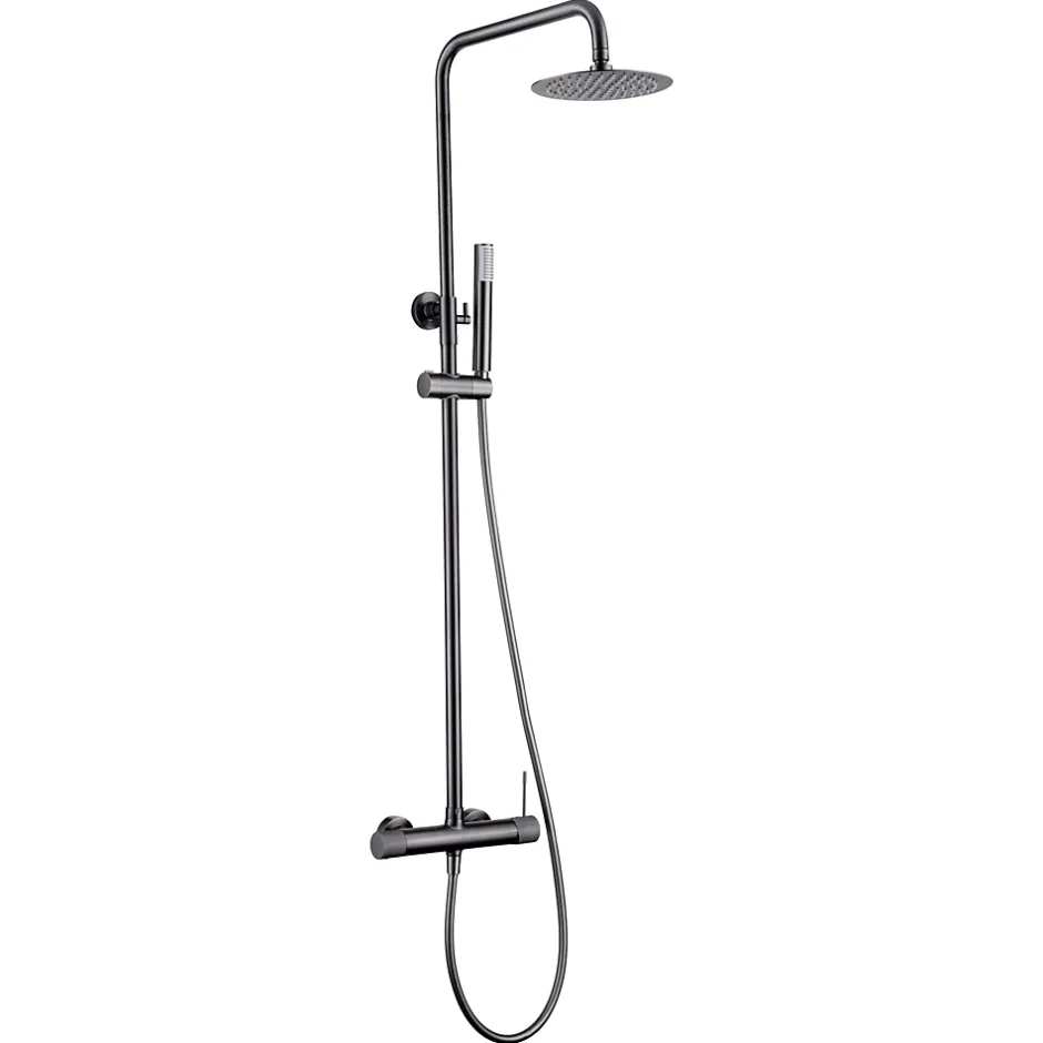 Imex Products Colonne douche noire gun metal en acier et laiton avec mitigeur monocommande et douchette extensible