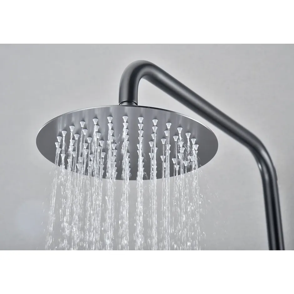 Imex Products Colonne douche noire gun metal en acier et laiton avec mitigeur monocommande et douchette extensible