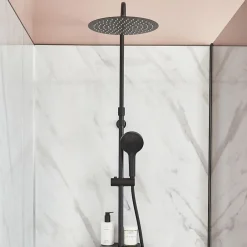 Jacob Delafon Colonne douche thermostatique Metro 3 jets, économie d'eau, noir mat* Colonne De Douche Thermostatique
