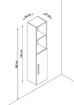 Colonne meuble de salle de bains Lisa l.30 x H.140 x P.27 cm, blanc mat* Colonne De Salle De Bains
