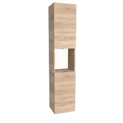 Bb Loisir Colonne Meuble Salle de bain 165x35x30cm 2 portes couleur chêne COLO à fixer au mur* Colonne De Salle De Bains
